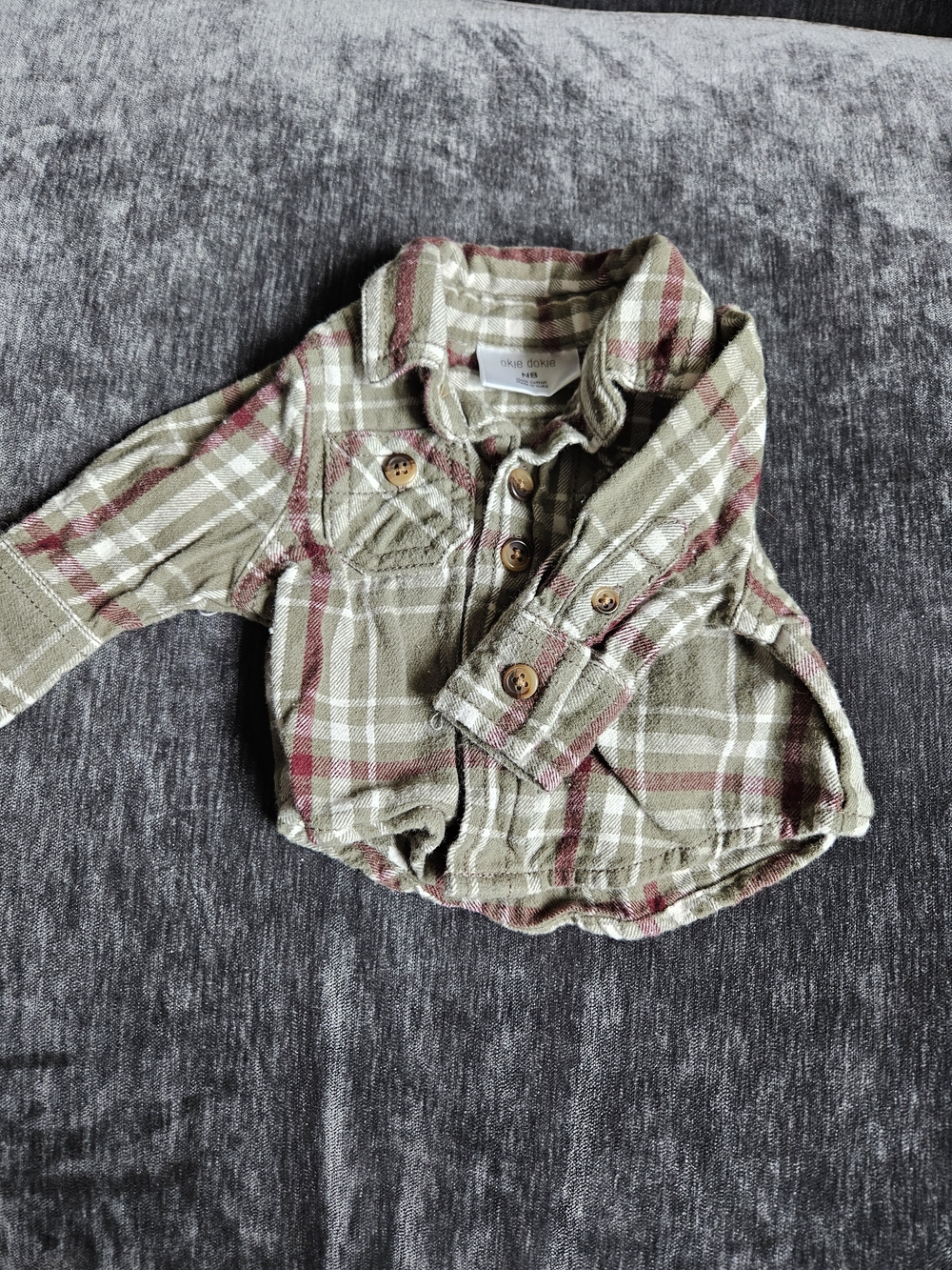 okie dokie Olive Green Plaid Button-Down Shirt